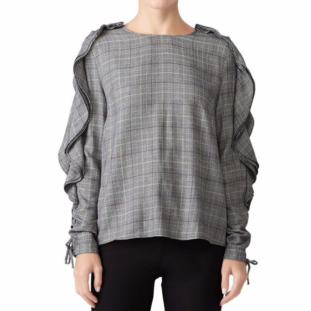 Petersyn Plaid Saint Long Sleeve top gray - XS